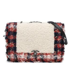 Chanel Cc Tweed And Shearling Single Flap